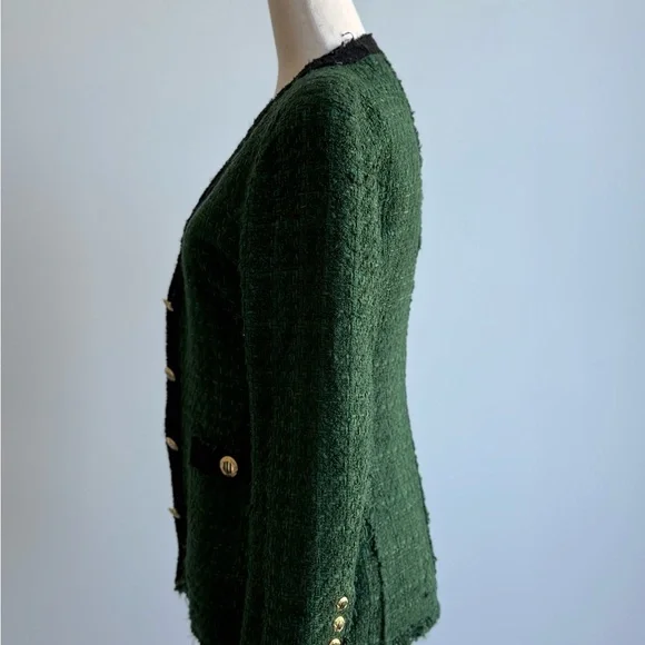 Zara Green Tweed Jacket blazer - Picture 2 of 3